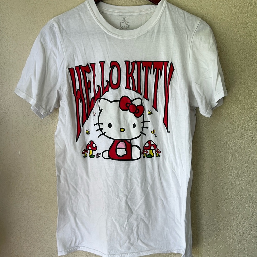 HELLO KITTY and Mushrooms 2022 White Tee, Sz S